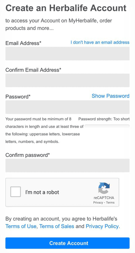 Create an account on MyHerbalife South Africa